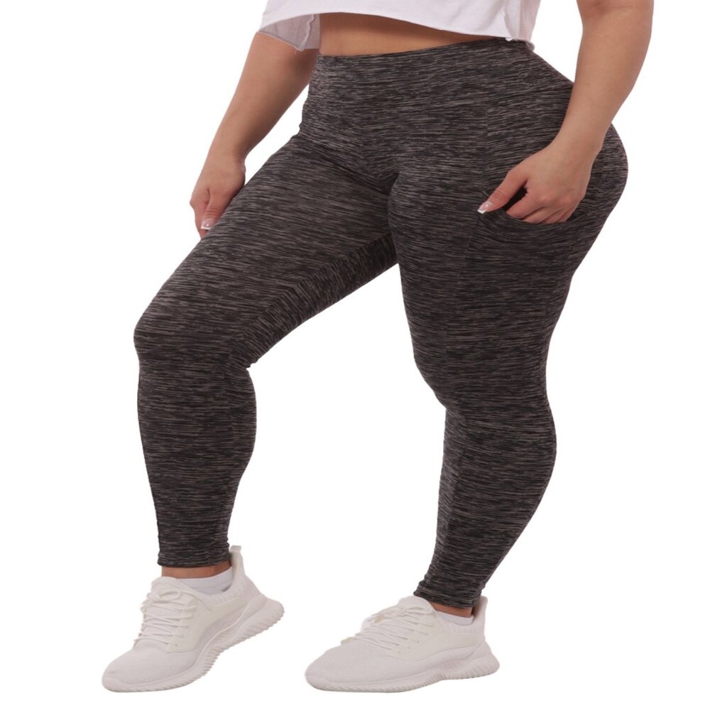 Women Soft Brushed Poly Spandex High Waist Yoga Fleece Leggings Striped S M & XL